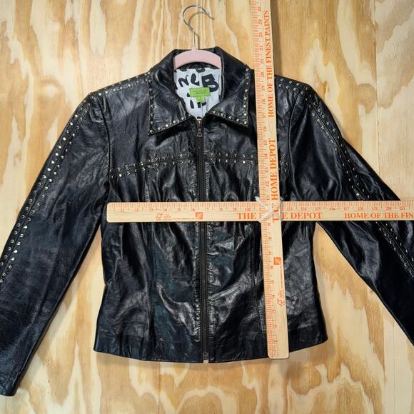 Vintage Y2K John Carlisle leather studded 00s rocker jacket - Picture 4 of 4
